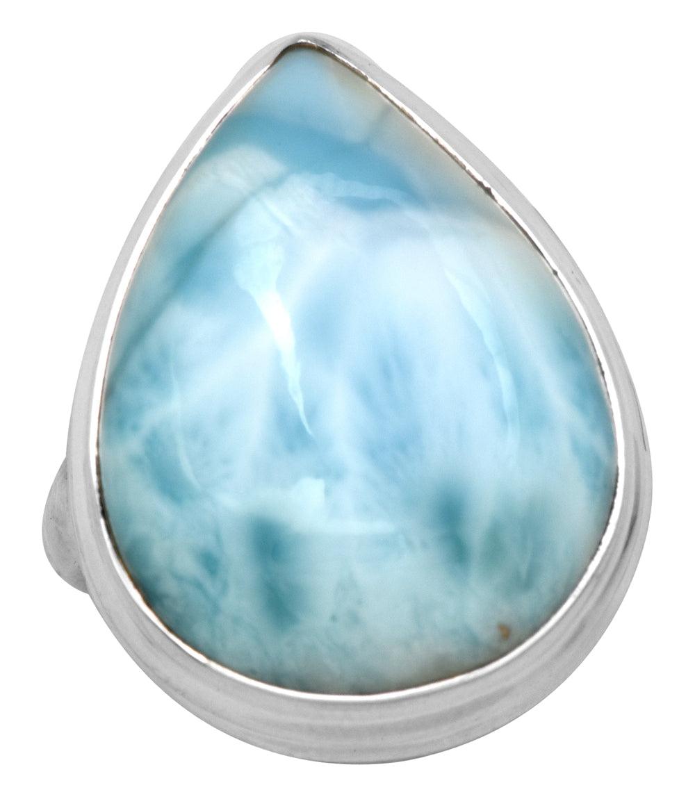 Natural Larimar 925 Sterling Silver Rings Silver Jewelry - YoTreasure
