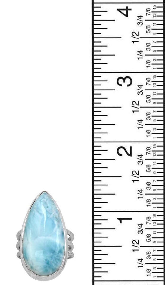 Natural Larimar 925 Sterling Silver Rings Silver Jewelry - YoTreasure