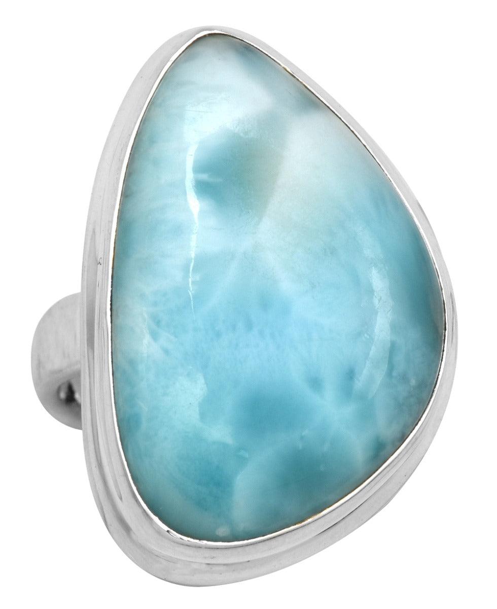 Natural Larimar 925 Sterling Silver Rings Silver Jewelry - YoTreasure