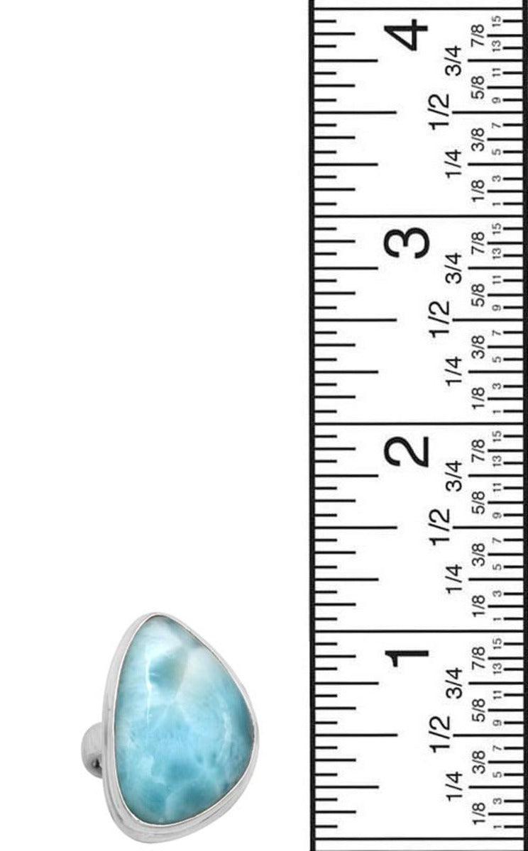 Natural Larimar 925 Sterling Silver Rings Silver Jewelry - YoTreasure