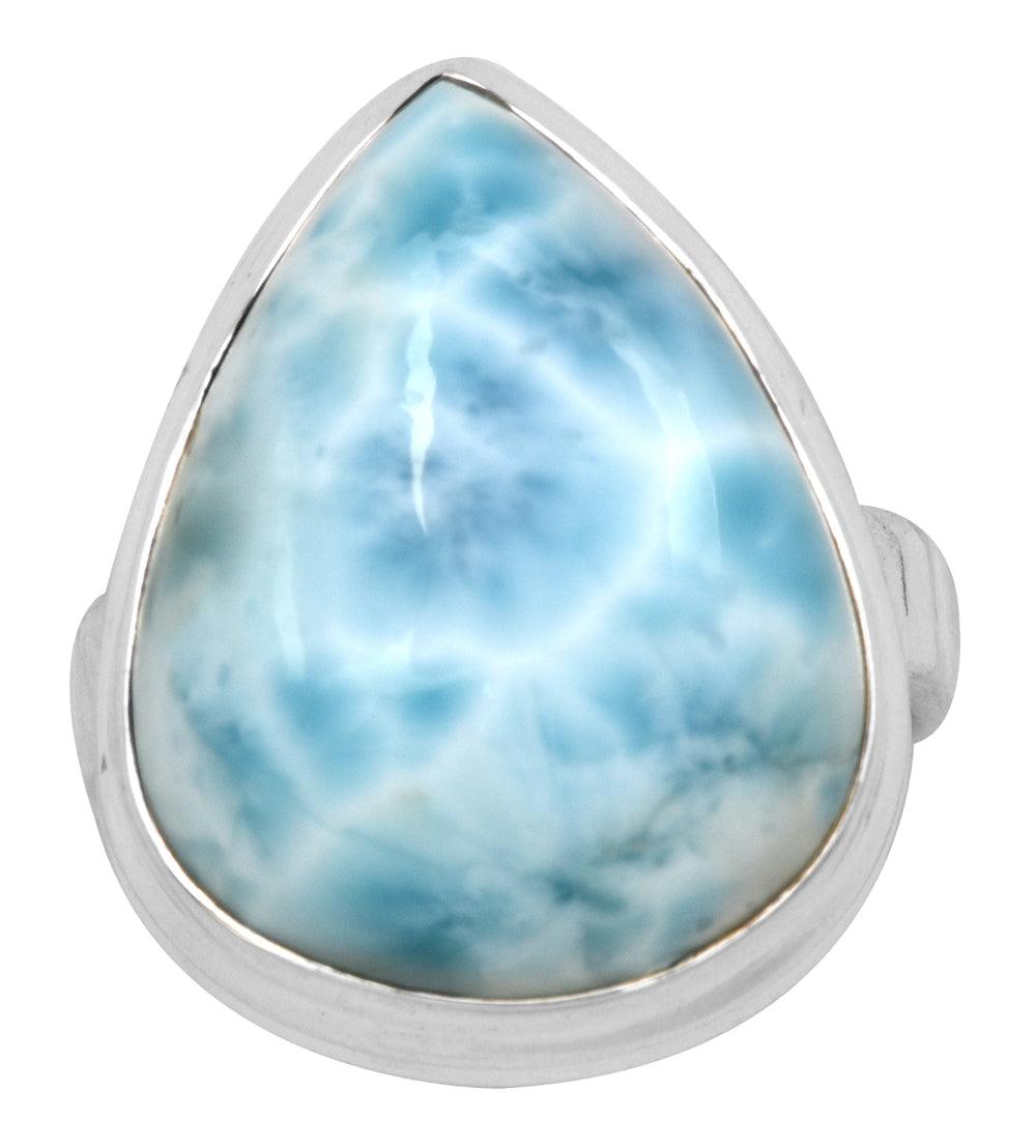 Natural Larimar 925 Sterling Silver Rings Silver Jewelry - YoTreasure