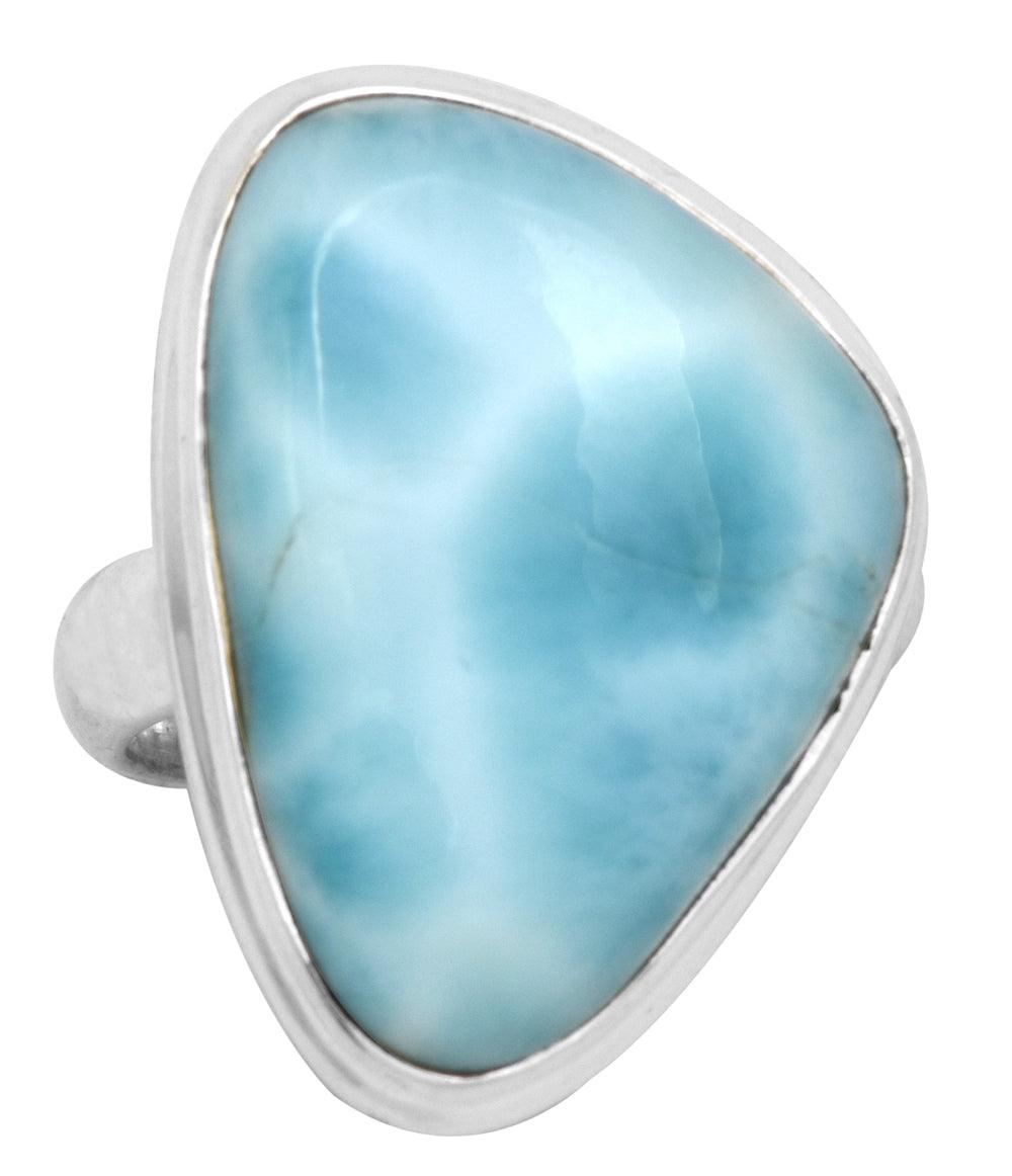 Natural Larimar 925 Sterling Silver Rings Silver Jewelry - YoTreasure