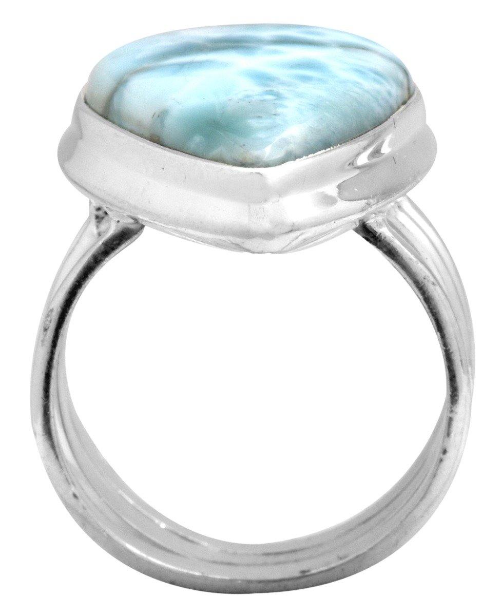 Natural Larimar 925 Sterling Silver Rings Silver Jewelry - YoTreasure
