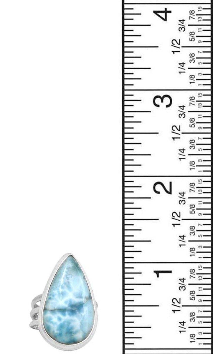 Natural Larimar 925 Sterling Silver Rings Silver Jewelry - YoTreasure