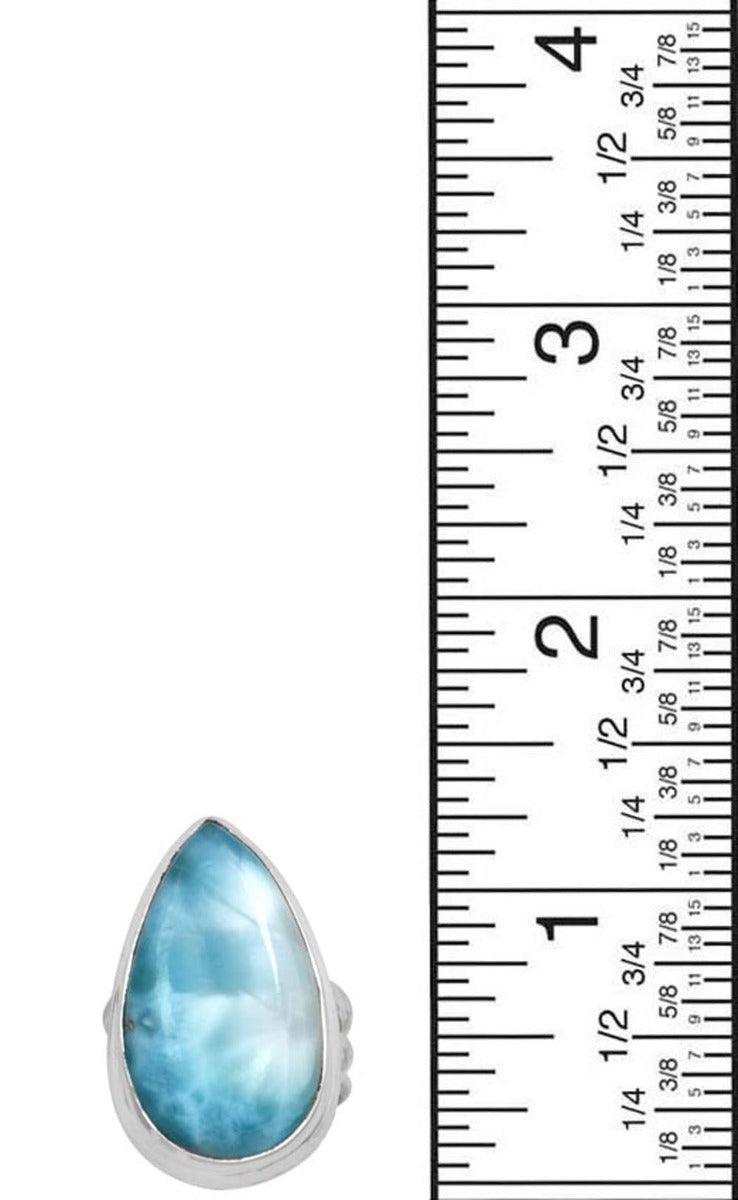 Natural Larimar 925 Sterling Silver Rings Silver Jewelry - YoTreasure