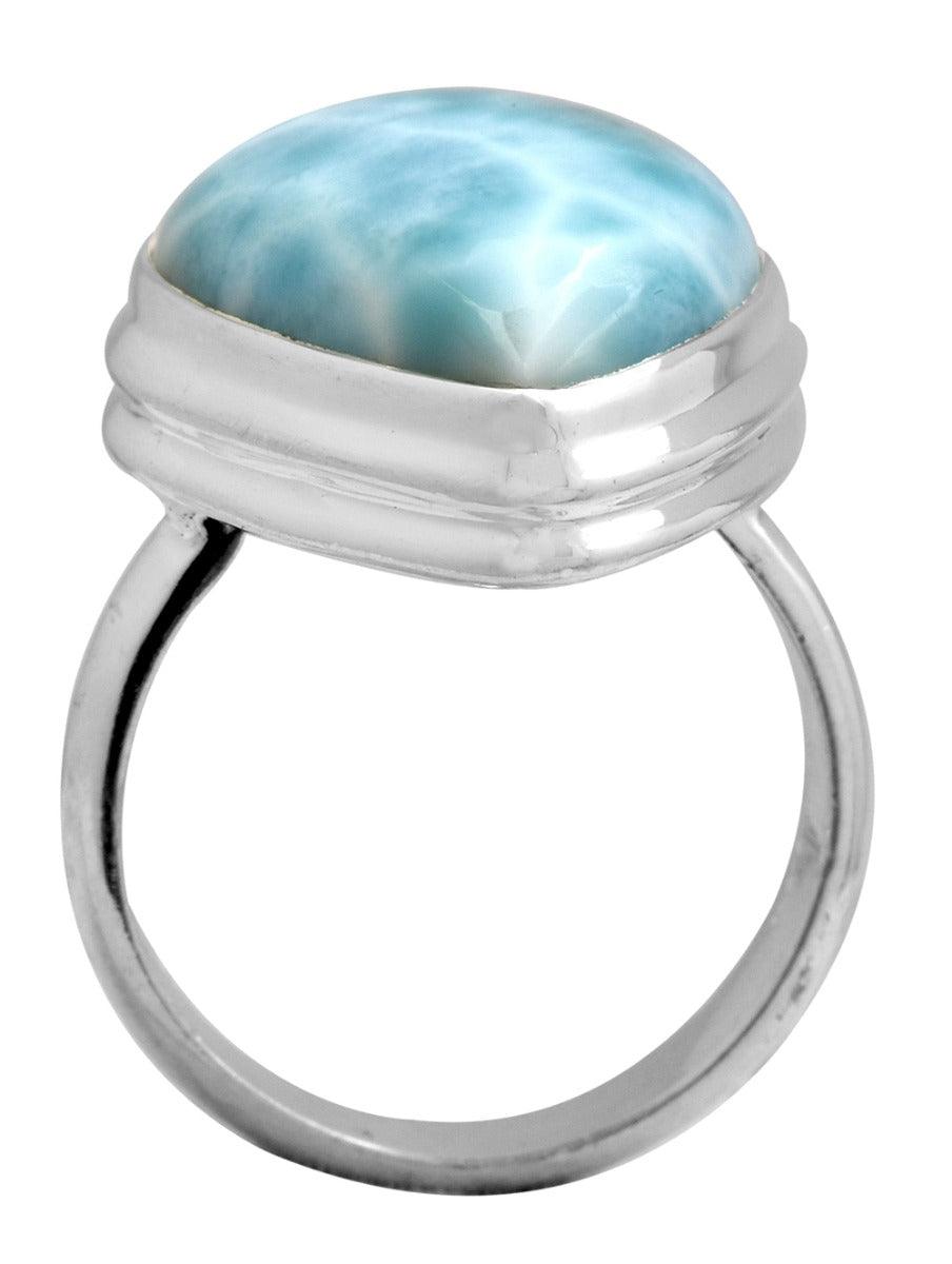 Natural Larimar 925 Sterling Silver Rings Silver Jewelry - YoTreasure