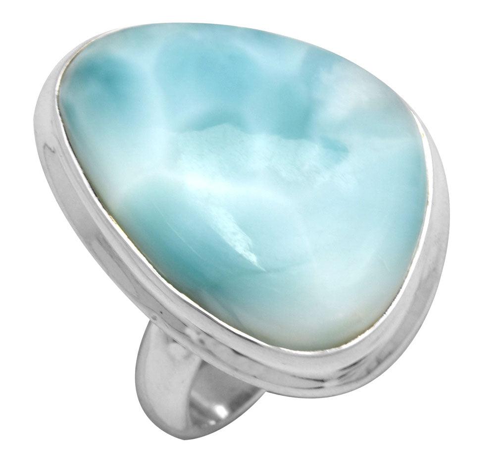 Natural Larimar 925 Sterling Silver Rings Silver Jewelry - YoTreasure