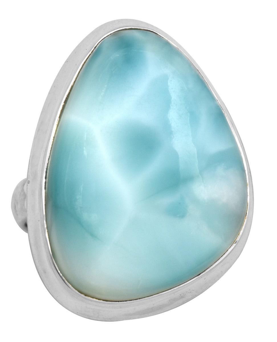 Natural Larimar 925 Sterling Silver Rings Silver Jewelry - YoTreasure