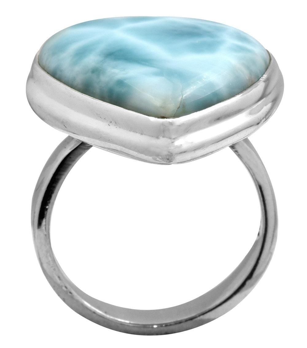 Natural Larimar 925 Sterling Silver Rings Silver Jewelry - YoTreasure