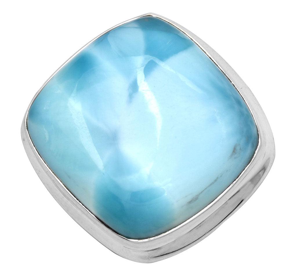 Natural Larimar 925 Sterling Silver Rings Silver Jewelry - YoTreasure