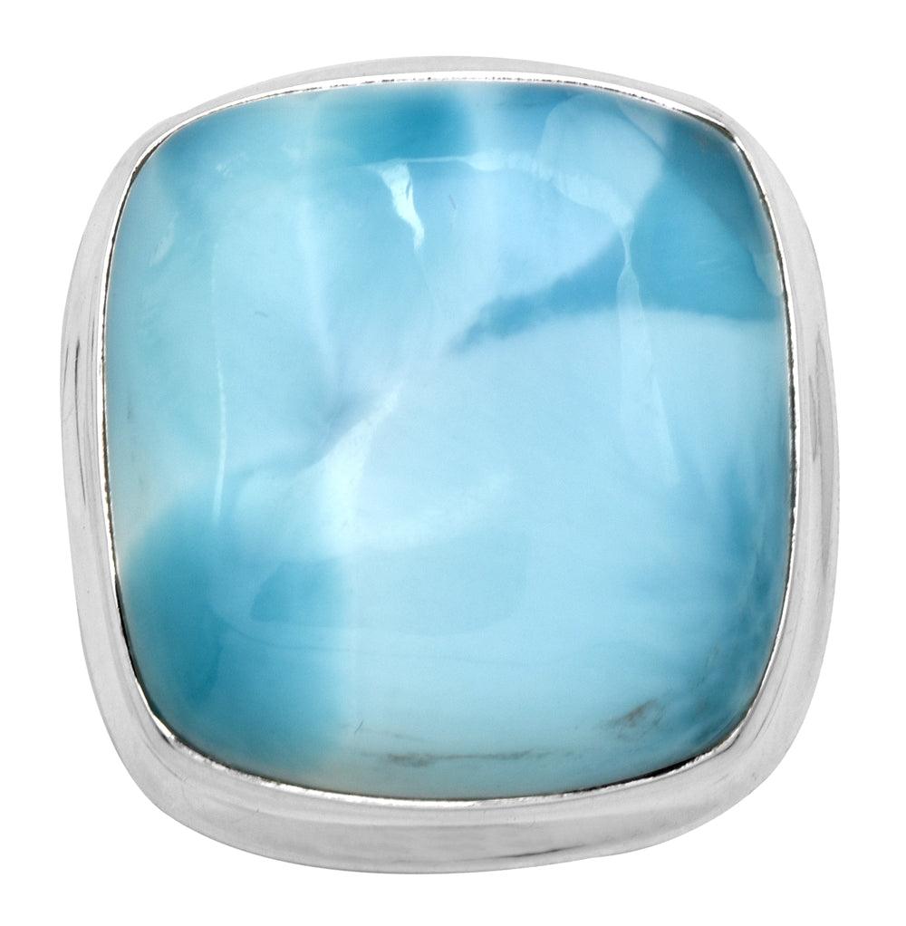 Natural Larimar 925 Sterling Silver Rings Silver Jewelry - YoTreasure