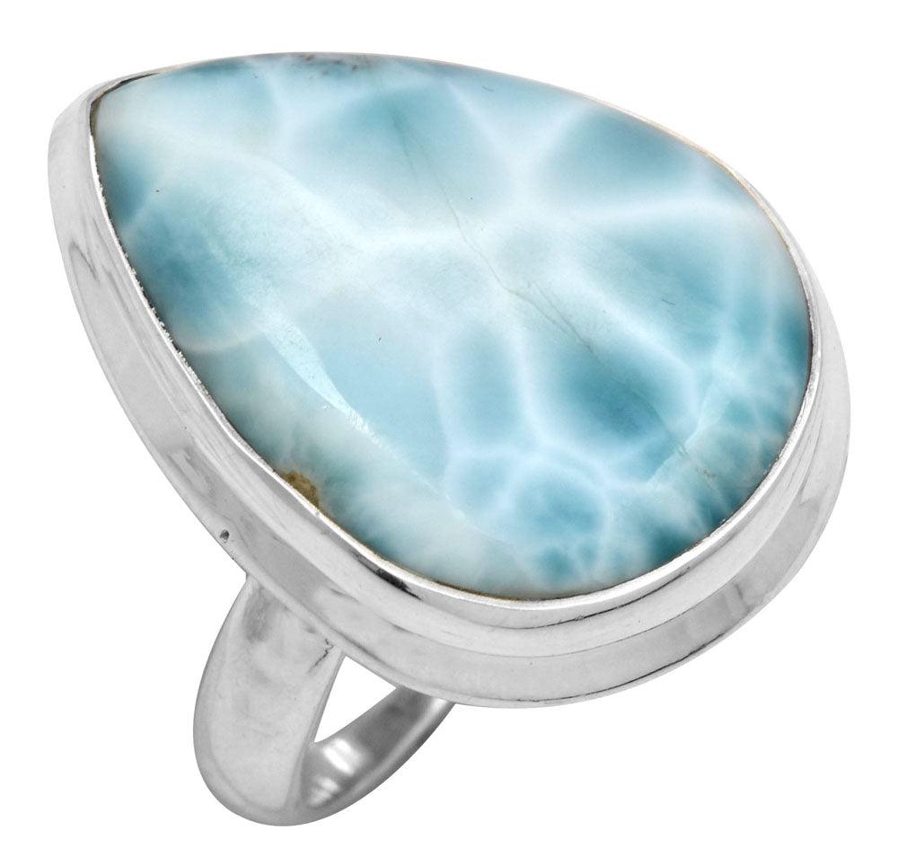 Natural Larimar 925 Sterling Silver Rings Silver Jewelry - YoTreasure