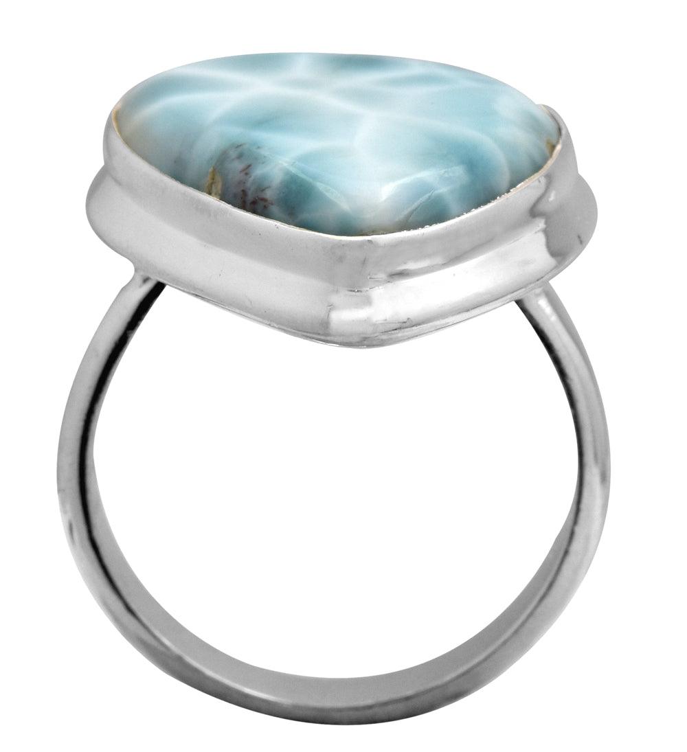Natural Larimar 925 Sterling Silver Rings Silver Jewelry - YoTreasure
