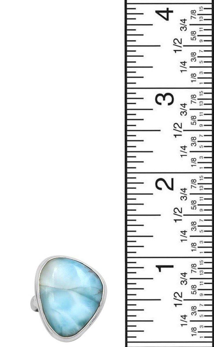 Natural Larimar 925 Sterling Silver Rings Silver Jewelry - YoTreasure