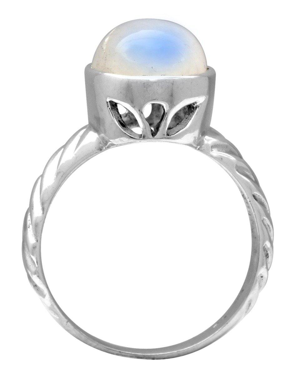 .925 Sterling Silver 10x14 MM Natural Moonstone Solitaire Bold Ring - YoTreasure