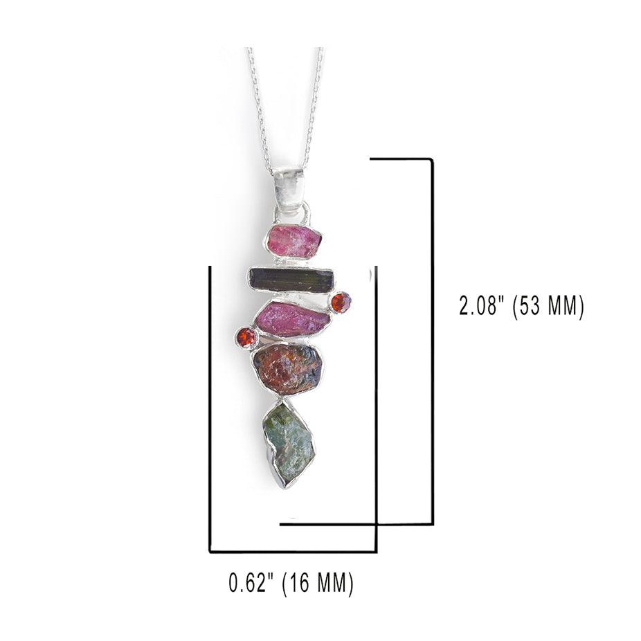 Rough Tourmaline Solid 925 Sterling Silver Pendant Necklace - YoTreasure