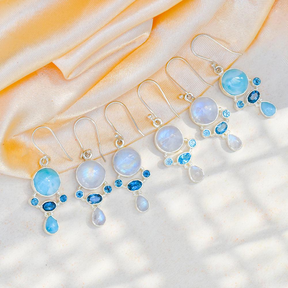 1.77" Larimar London Blue Topaz Solid 925 Sterling Silver Dangle Earrings Jewelry - YoTreasure