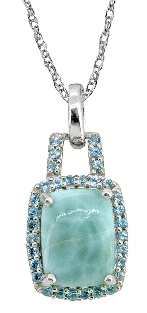 2.69 Ct. Larimar Solid 925 Sterling Silver Chain Pendant - YoTreasure