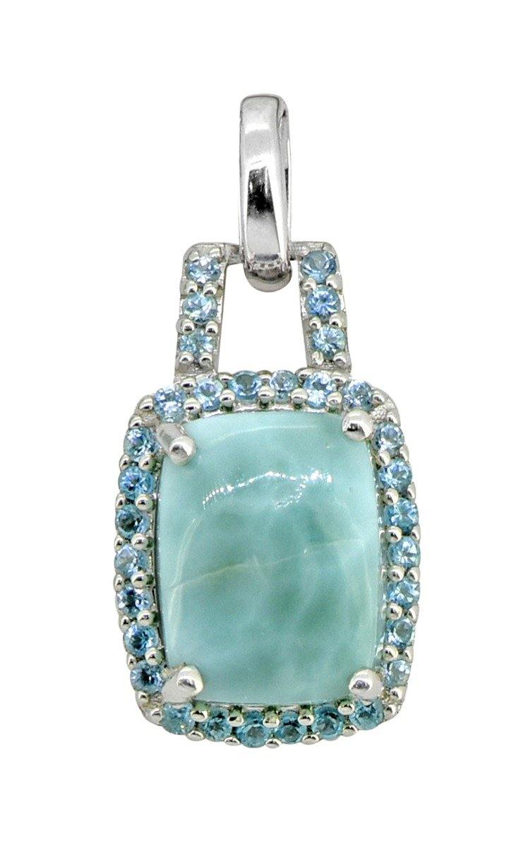 2.69 Ct. Larimar Solid 925 Sterling Silver Chain Pendant - YoTreasure