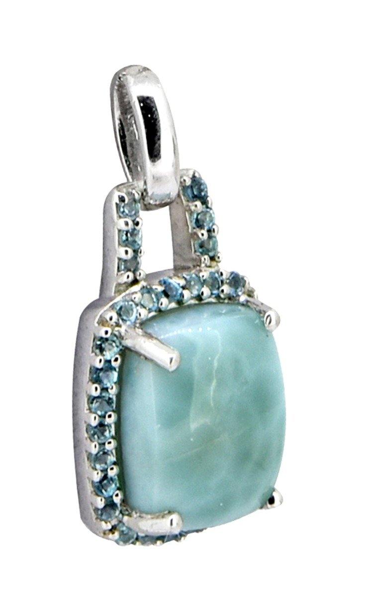 2.69 Ct. Larimar Solid 925 Sterling Silver Chain Pendant - YoTreasure
