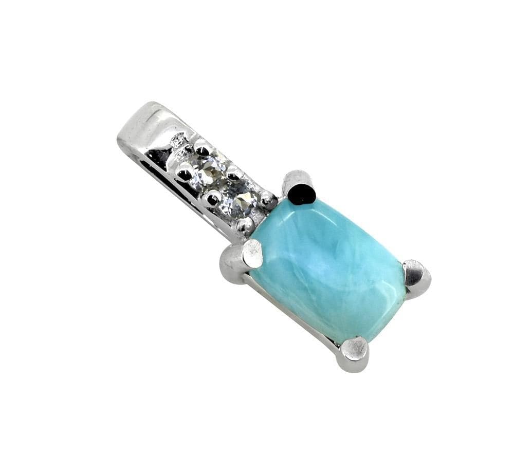 0.58 Ct Larimar White Zircon 925 Sterling Silver Chain Pendant Jewelry - YoTreasure