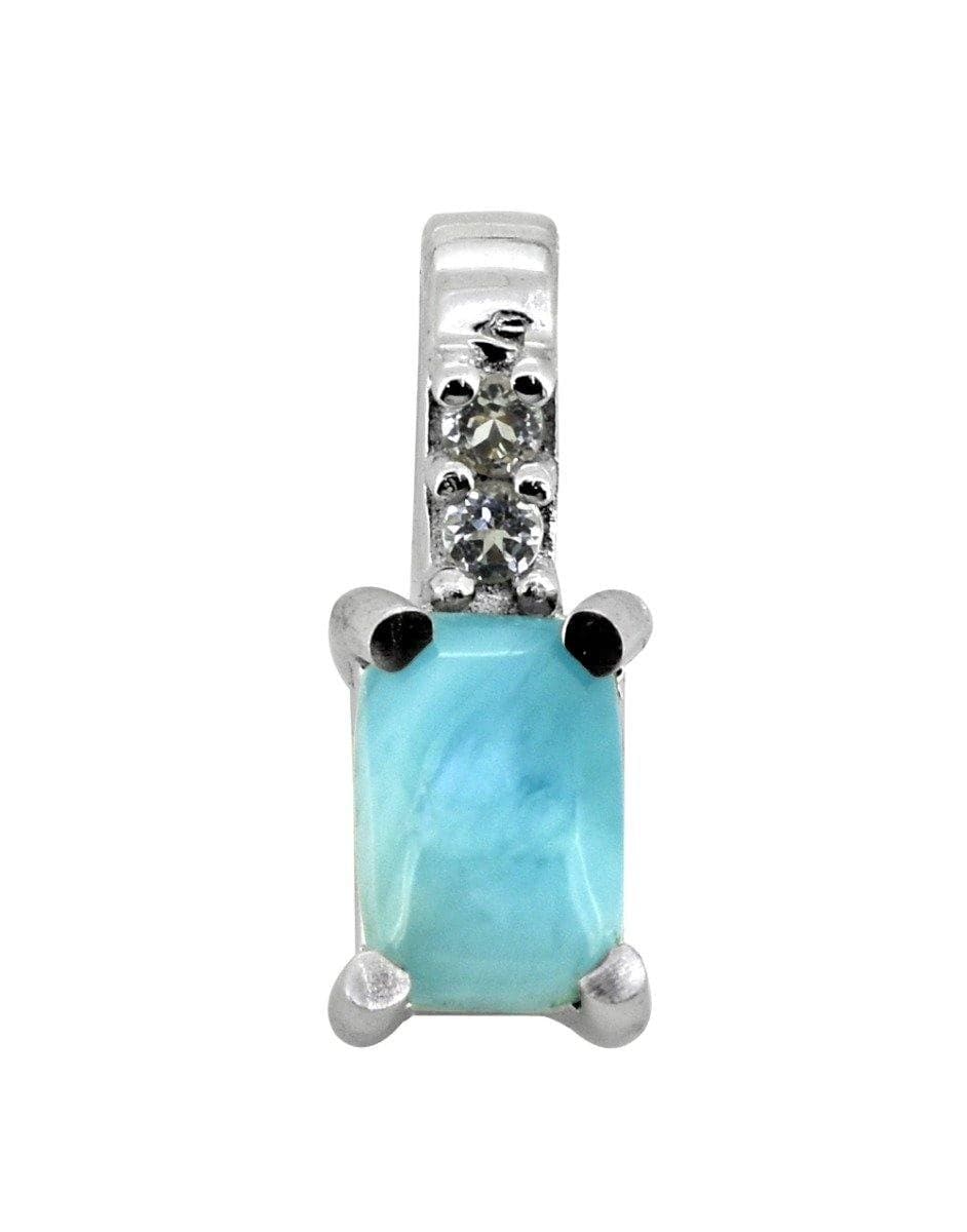 0.58 Ct Larimar White Zircon 925 Sterling Silver Chain Pendant Jewelry - YoTreasure