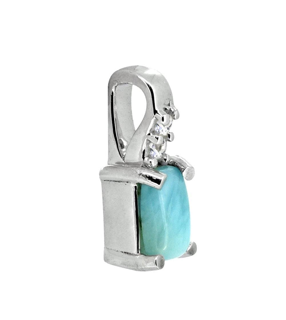 0.58 Ct Larimar White Zircon 925 Sterling Silver Chain Pendant Jewelry - YoTreasure