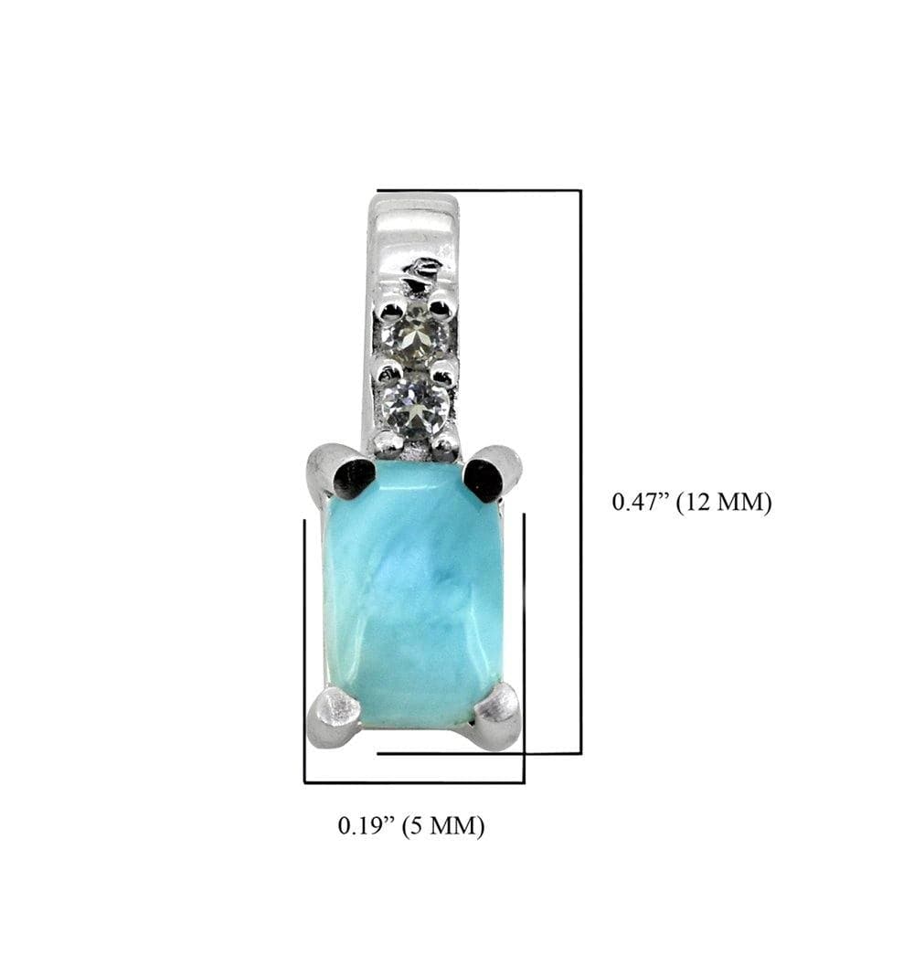 0.58 Ct Larimar White Zircon 925 Sterling Silver Chain Pendant Jewelry - YoTreasure