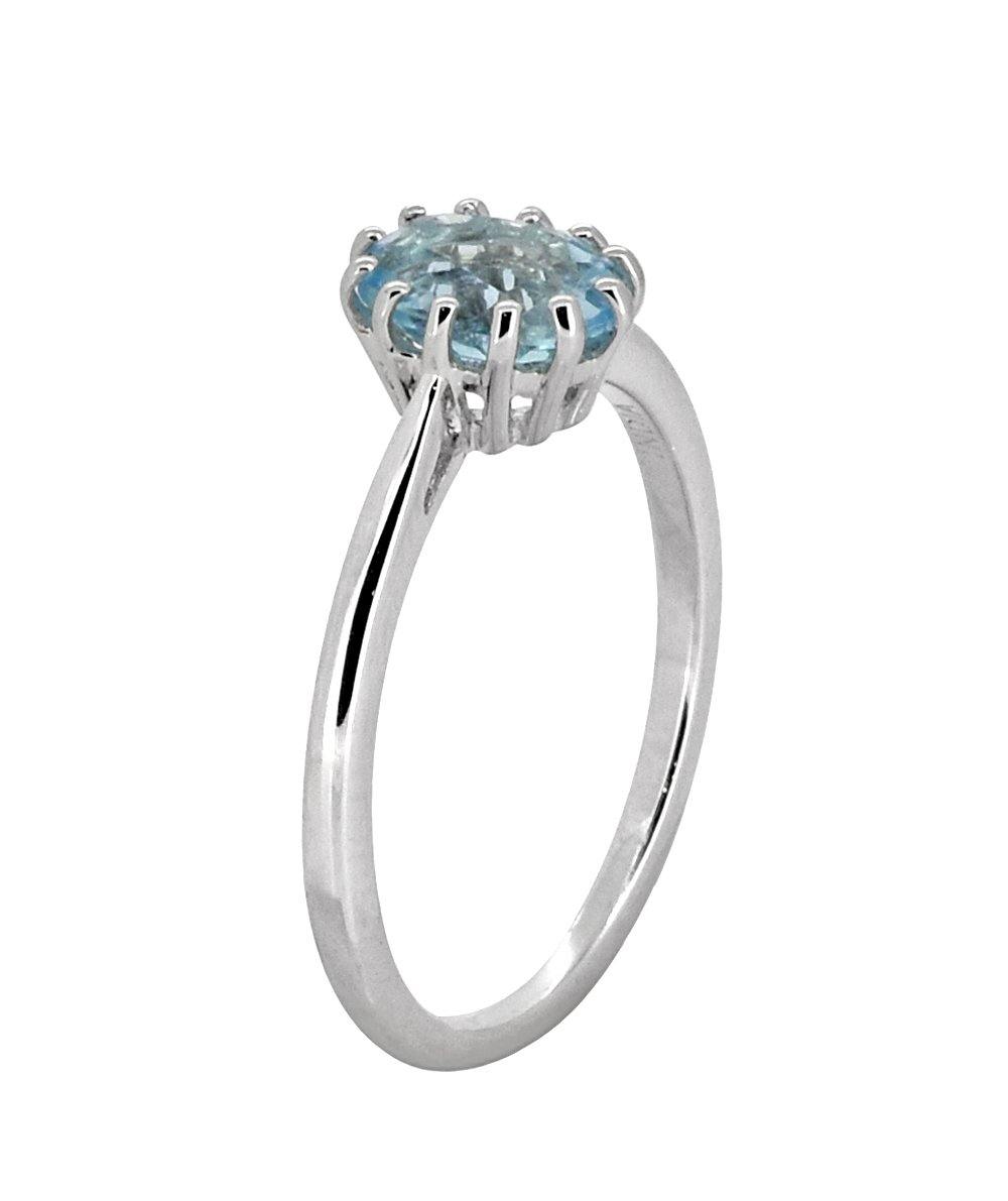 1.05 Ct Blue Topaz Solid 925 Sterling Silver Ring Jewelry - YoTreasure