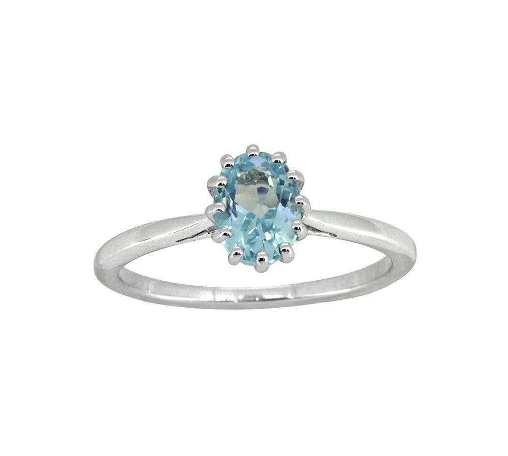 1.05 Ct Blue Topaz Solid 925 Sterling Silver Ring Jewelry - YoTreasure