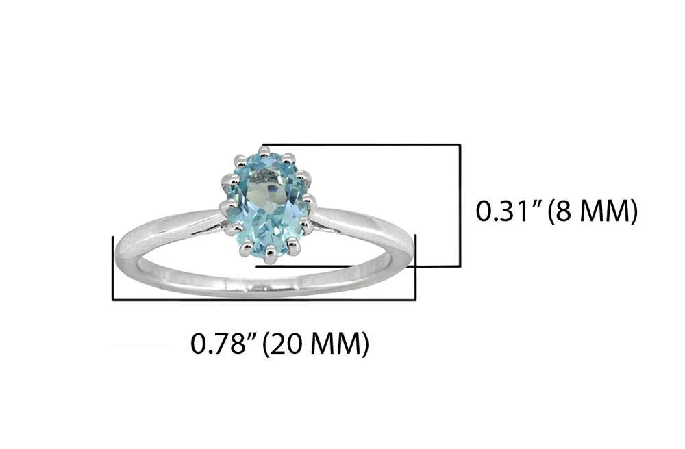 1.05 Ct Blue Topaz Solid 925 Sterling Silver Ring Jewelry - YoTreasure