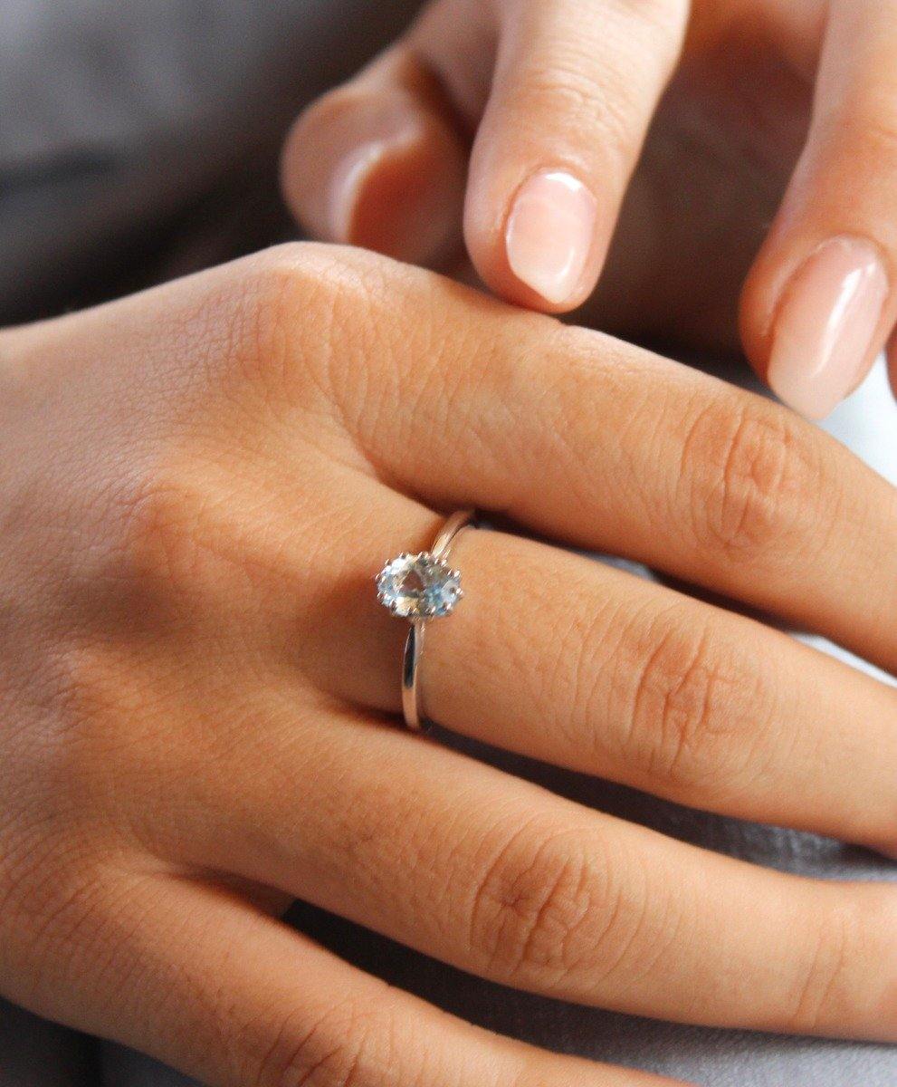 1.05 Ct Blue Topaz Solid 925 Sterling Silver Ring Jewelry - YoTreasure