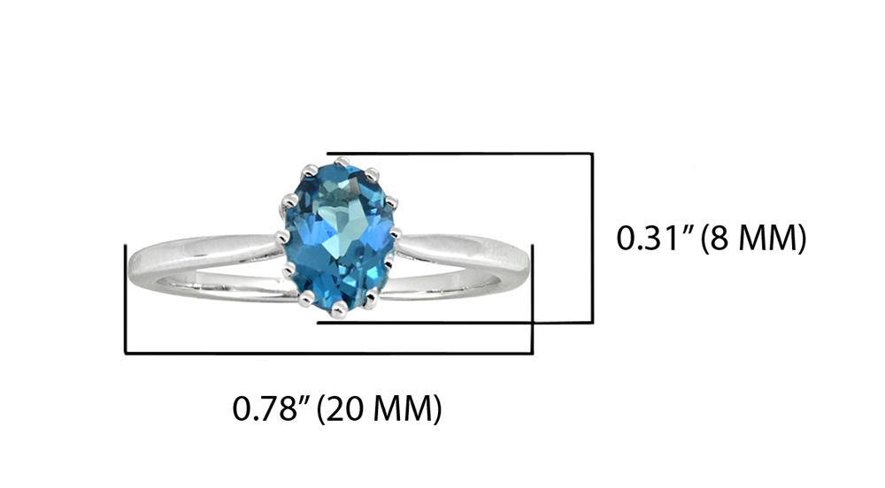 1.05 Cts. London Blue Topaz Solid 925 Sterling Silver Ring Jewelry - YoTreasure