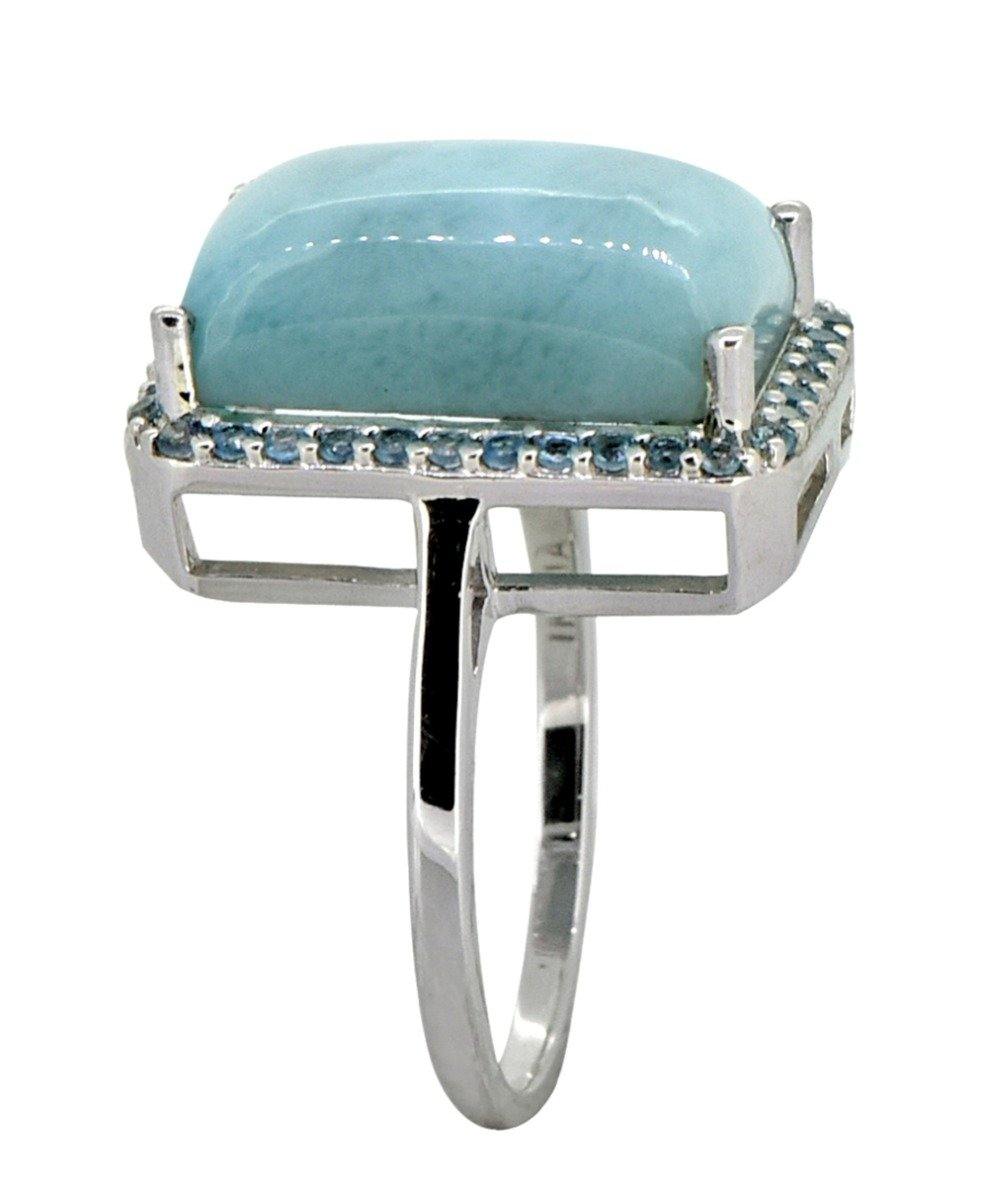 11.79 Ct. Larimar London Blue Topaz Solid 925 Sterling Silver Ring Jewelry - YoTreasure