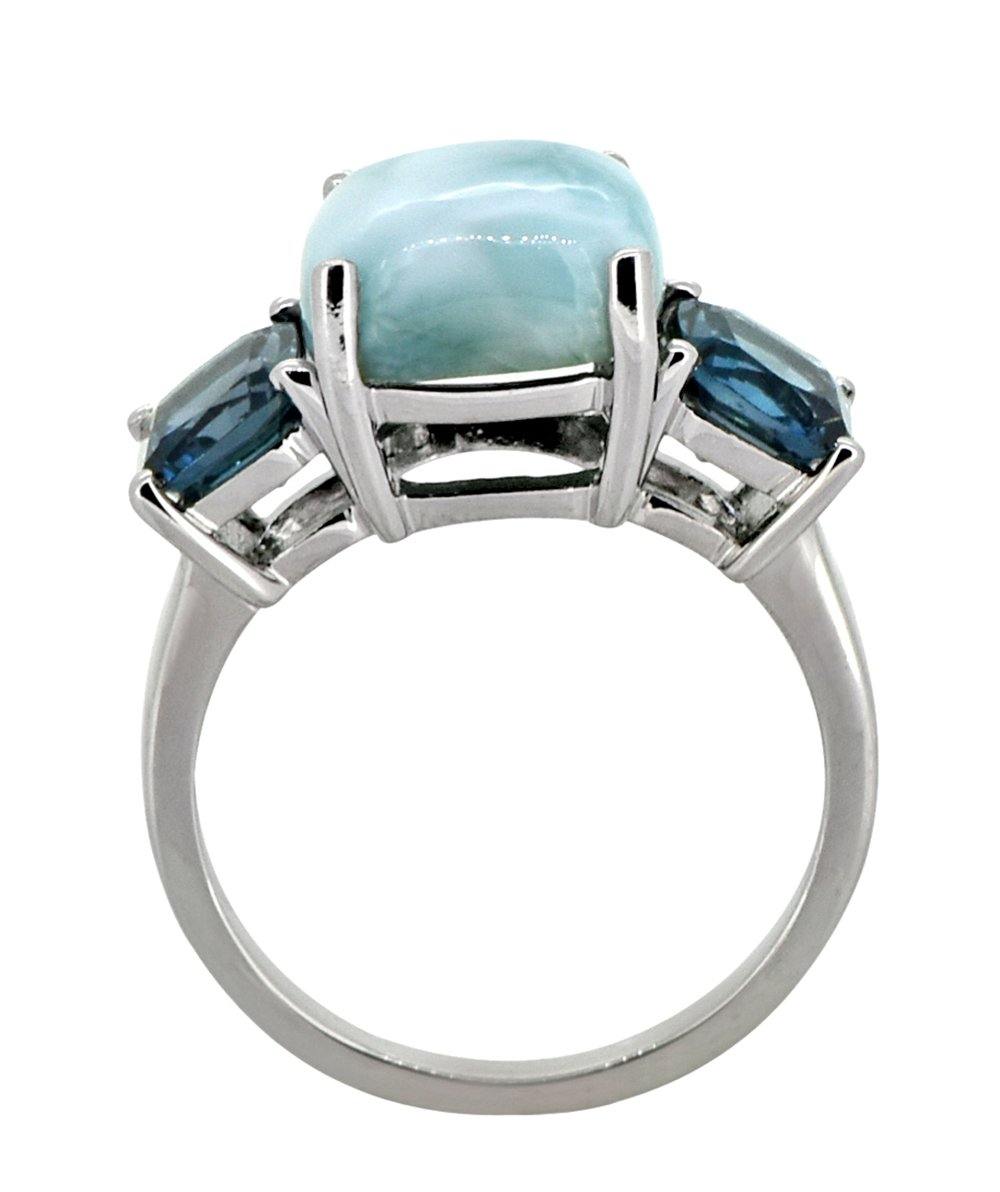 7.37 Ct. Larimar London Blue Topaz Solid 925 Sterling Silver Ring Jewelry - YoTreasure