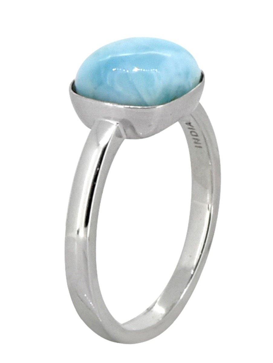 3.94 Ct Larimar Solid 925 Sterling Silver Ring Jewelry - YoTreasure