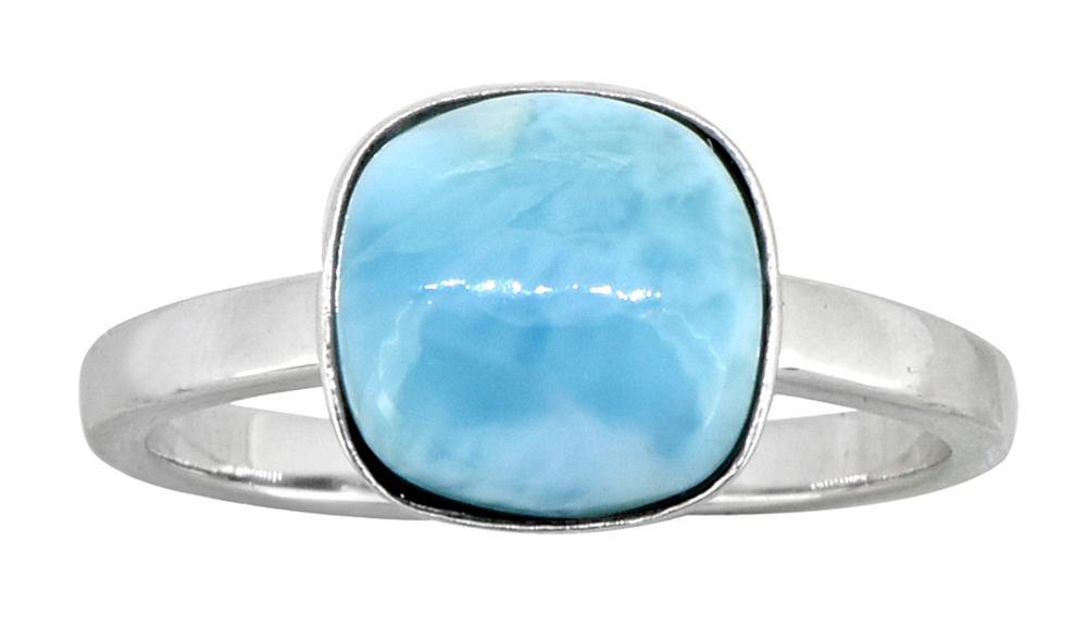 3.94 Ct Larimar Solid 925 Sterling Silver Ring Jewelry - YoTreasure