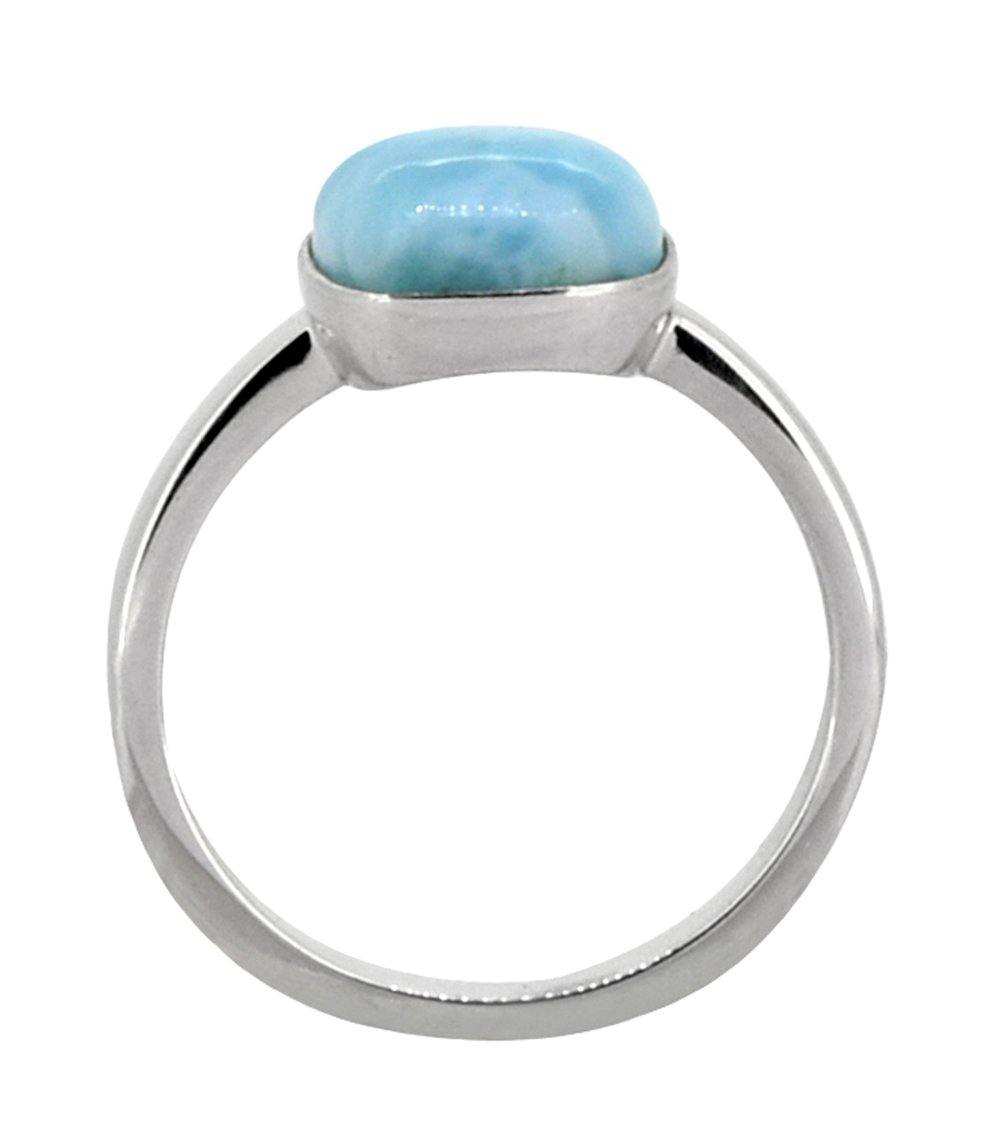3.94 Ct Larimar Solid 925 Sterling Silver Ring Jewelry - YoTreasure