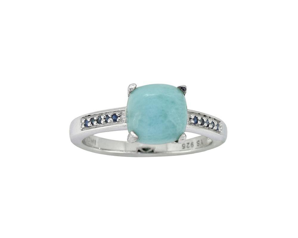 2.90 Ct. Larimar Blue Sapphire Solid 925 Sterling Silver Ring Jewelry - YoTreasure