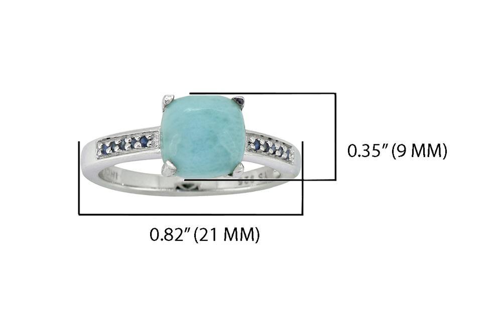 2.90 Ct. Larimar Blue Sapphire Solid 925 Sterling Silver Ring Jewelry - YoTreasure