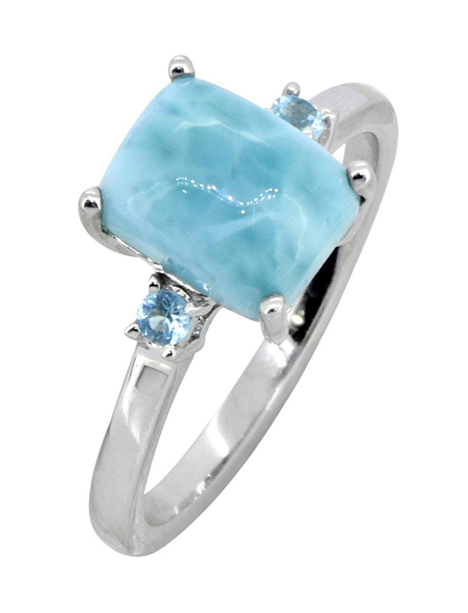 2.87 Ct. Larimar Swiss Blue Topaz Solid 925 Sterling Silver Ring Jewelry - YoTreasure