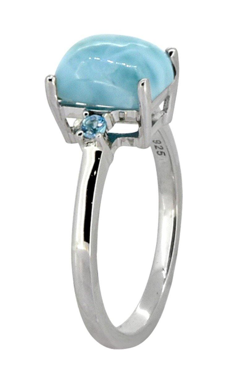 2.87 Ct. Larimar Swiss Blue Topaz Solid 925 Sterling Silver Ring Jewelry - YoTreasure