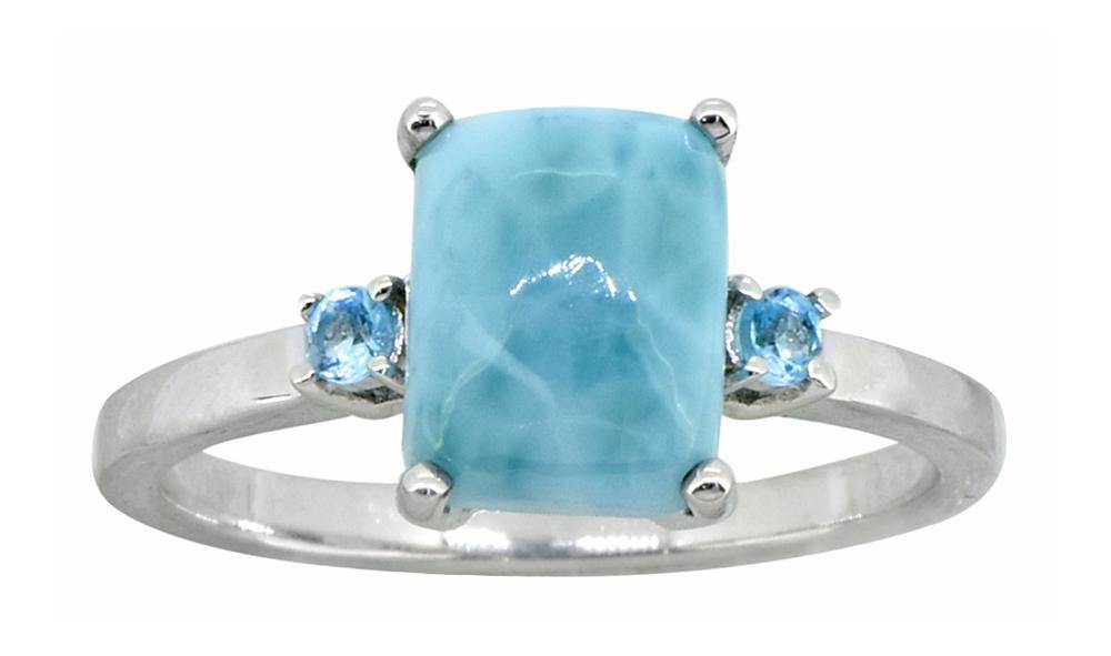 2.87 Ct. Larimar Swiss Blue Topaz Solid 925 Sterling Silver Ring Jewelry - YoTreasure