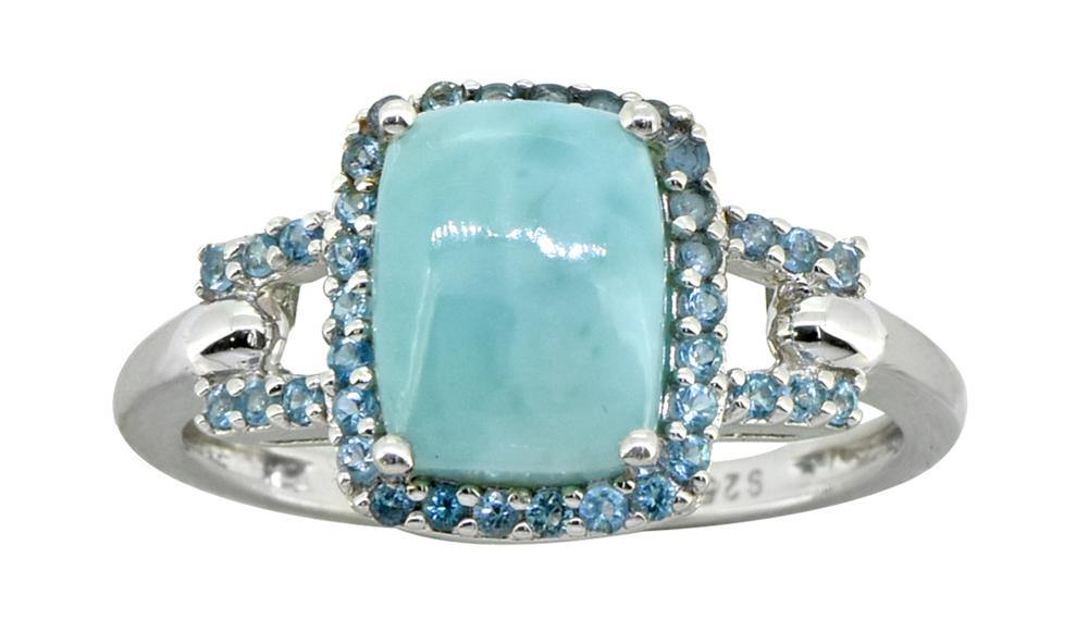 2.83 Cts. Larimar Blue Topaz Solid 925 Sterling Silver Ring Jewelry - YoTreasure