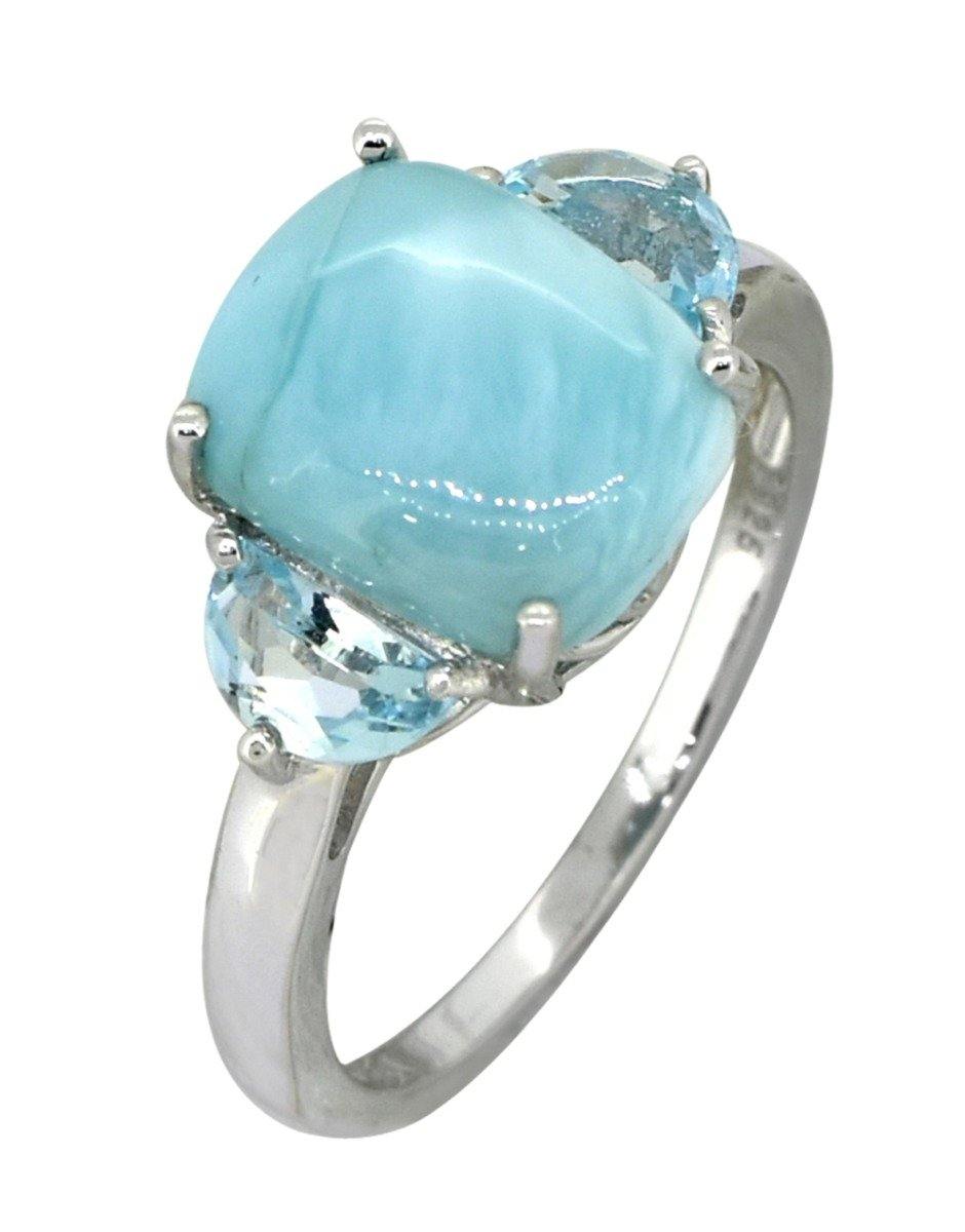 Larimar Sky Blue Topaz Solid 925 Sterling Silver Ring - YoTreasure
