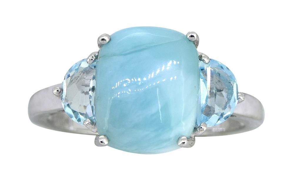 Larimar Sky Blue Topaz Solid 925 Sterling Silver Ring - YoTreasure