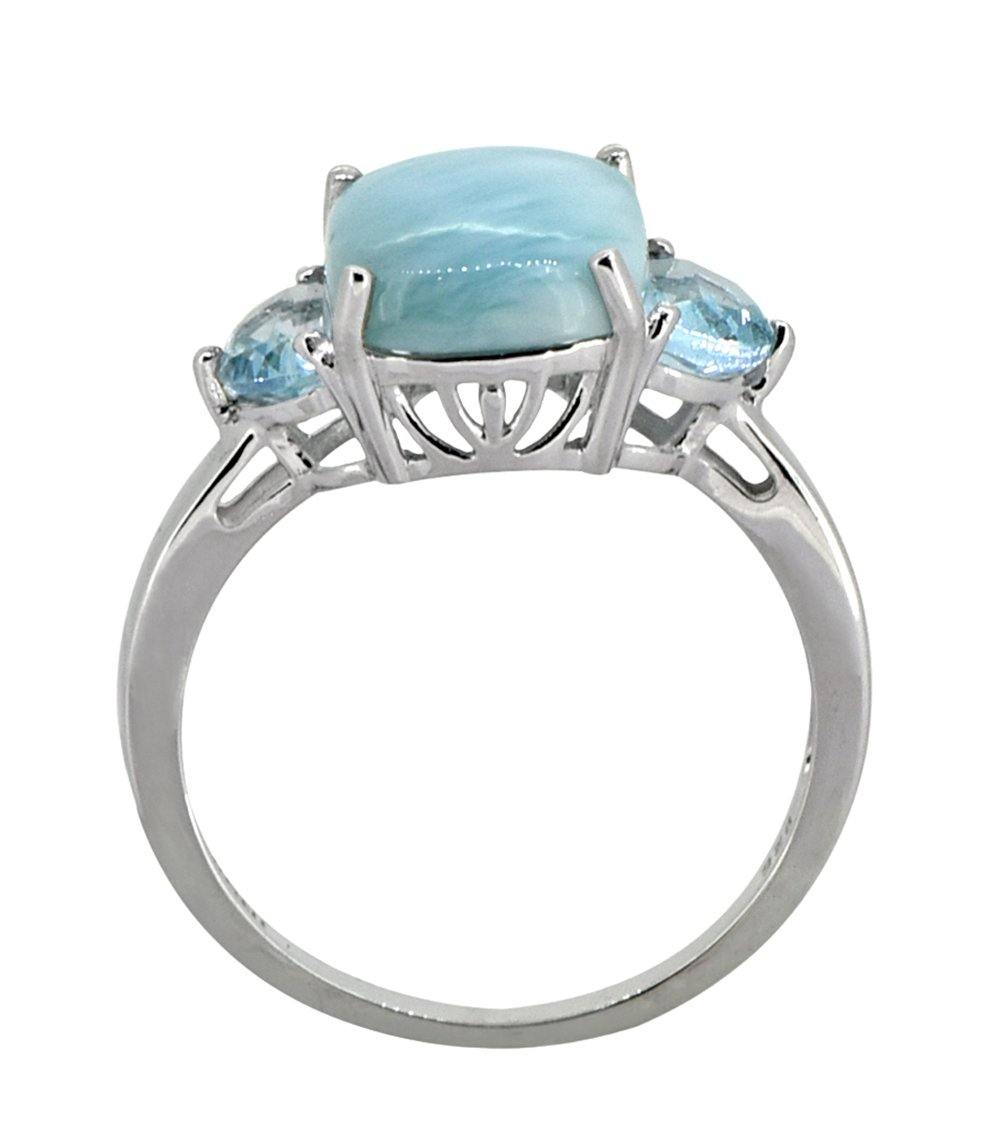 Larimar Sky Blue Topaz Solid 925 Sterling Silver Ring - YoTreasure