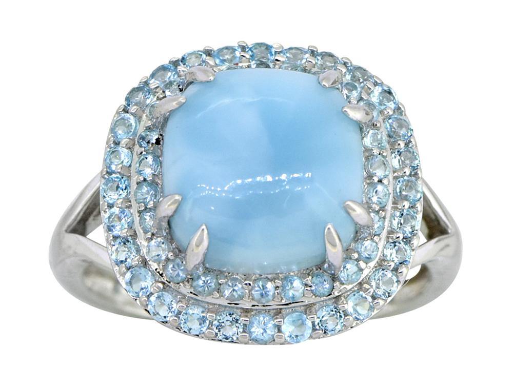 5.63 Ct. Larimar Swiss Blue Topaz Solid 925 Sterling Silver Designer Ring Jewelry - YoTreasure