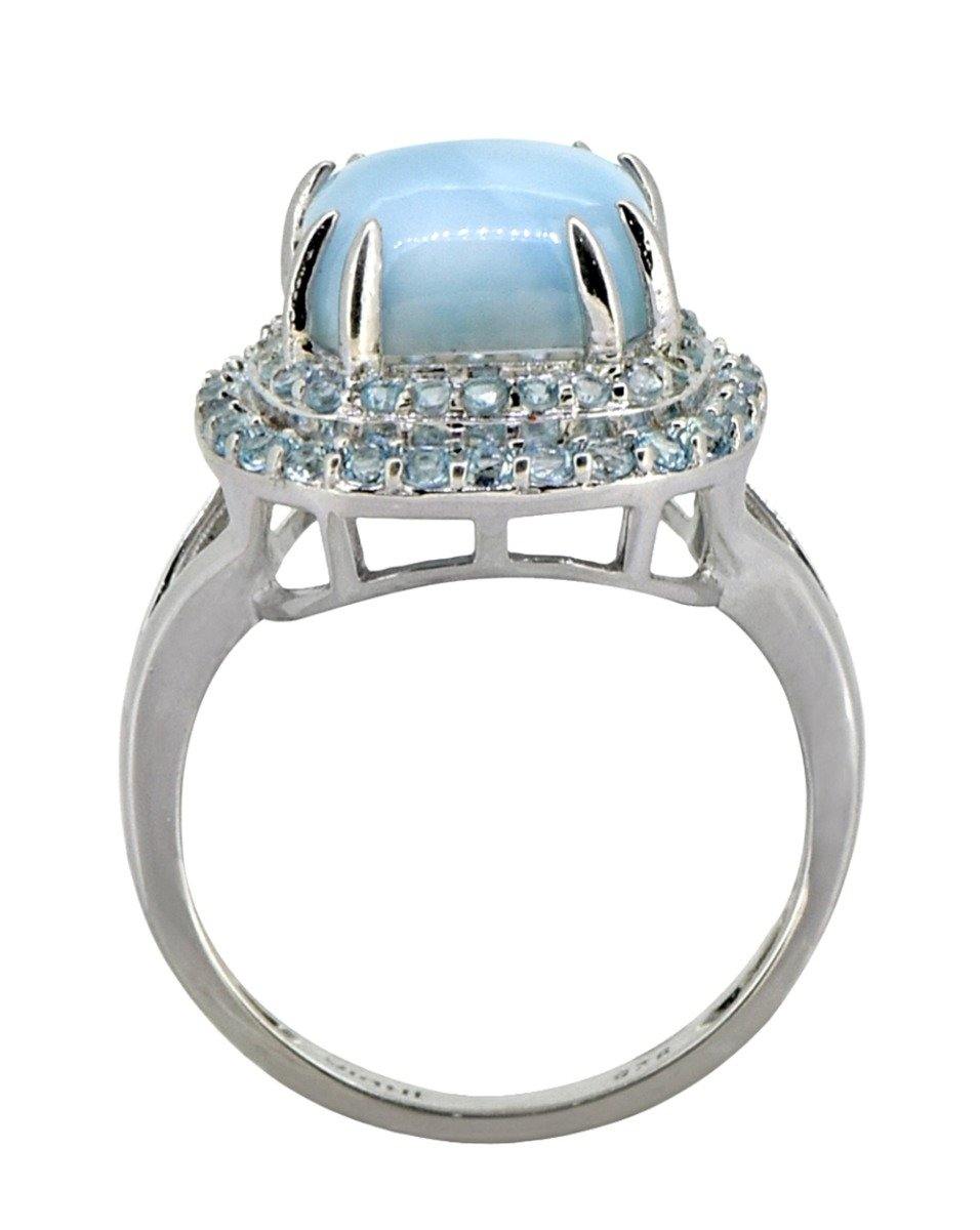 5.63 Ct. Larimar Swiss Blue Topaz Solid 925 Sterling Silver Designer Ring Jewelry - YoTreasure