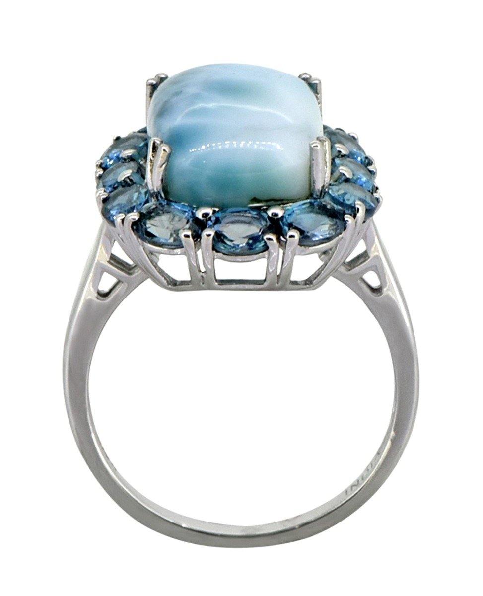 10.26 Ct. Larimar London Blue Topaz Solid 925 Sterling Silver Cluster Ring Jewelry - YoTreasure